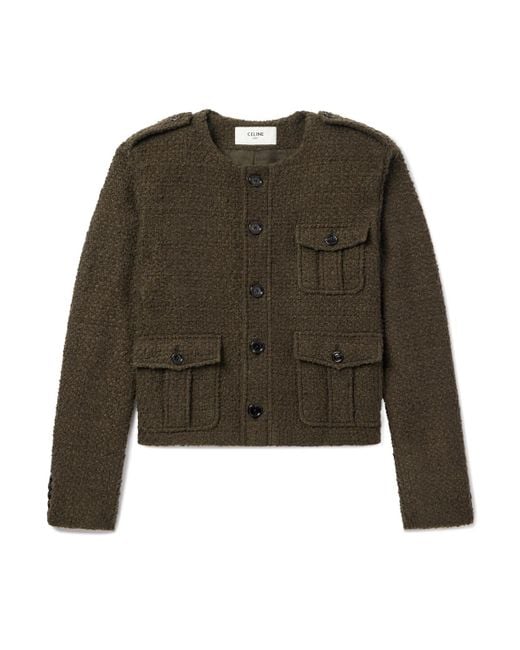 Céline Green Cashmere-Blend Bouclé Jacket for men