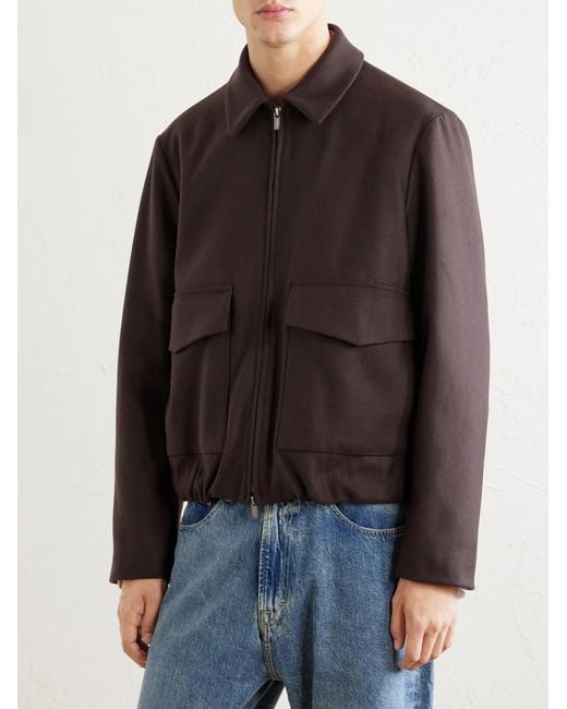Barena Brown Wool-blend Felt Blouson Jacket for men