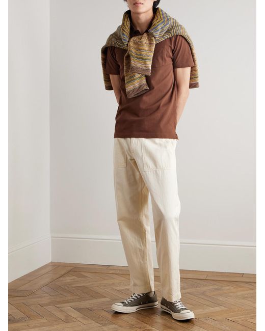 Sunspel Brown Riviera Cotton-Mesh Polo Shirt for men