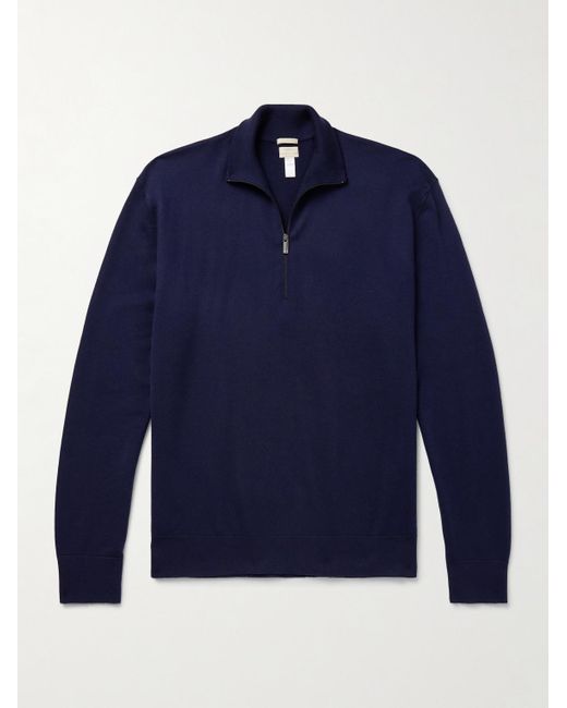 Massimo Alba Blue Danny Cashmere Half-zip Sweater for men