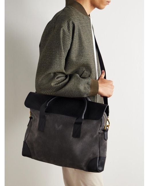 Bennett Winch Black Suede And Leather Briefcase for men