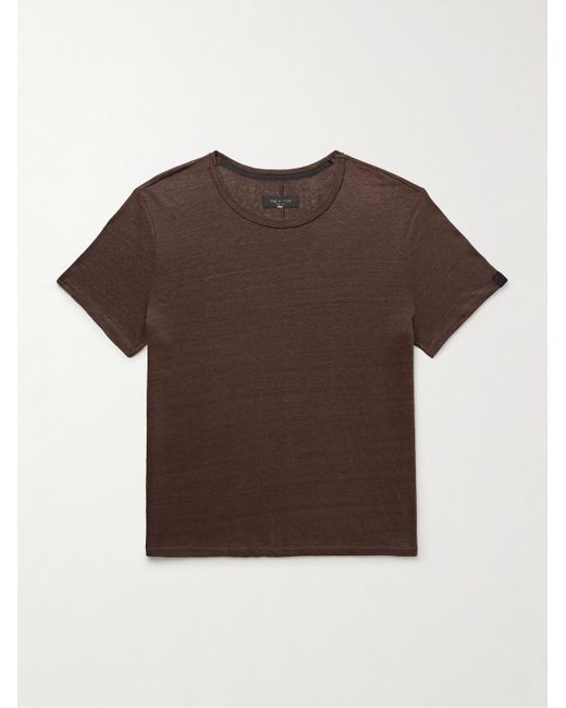T-shirt in lino mercerizzato Classic di Rag & Bone in Brown da Uomo