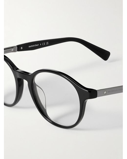 Brunello Cucinelli Black Round-Frame Acetate Optical Glasses for men