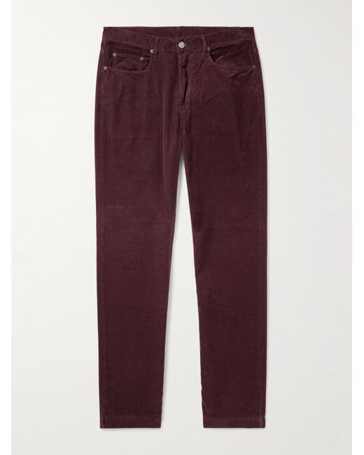 Massimo Alba Purple Slim-Fit Straight-Leg Cotton-Corduroy Trousers for men