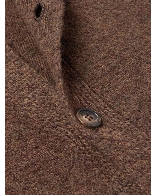 Incotex Brown Zanone Brushed Virgin Wool-Blend Cardigan for men