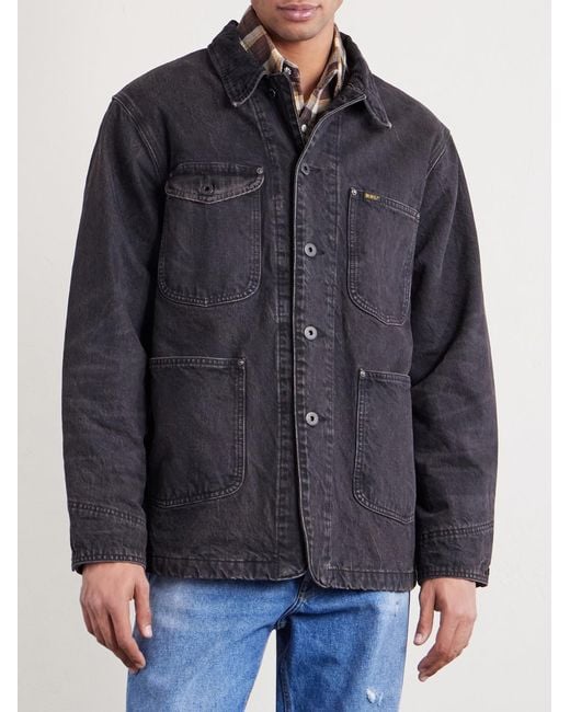 RRL Blue Corduroy-trimmed Denim Jacket for men