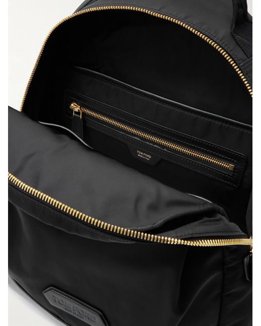 Tom Ford Black Leather-Trimmed Shell Backpack for men
