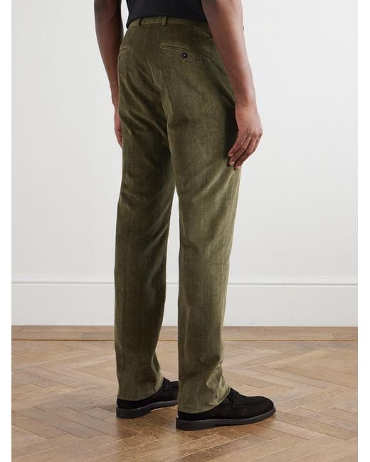 Massimo Alba Green Mauko Straight-Leg Prince Of Wales Checked Cotton-Blend Corduroy Suit Trousers for men