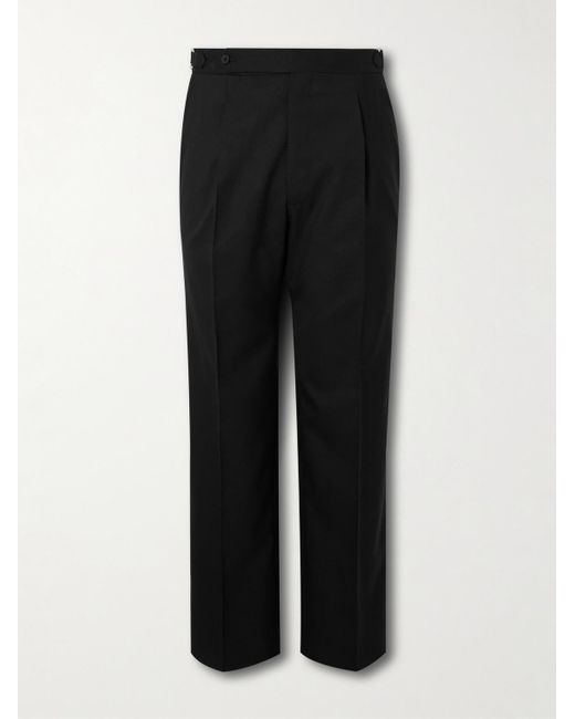 STÒFFA Black Straight-Leg Pleated Wool Trousers for men