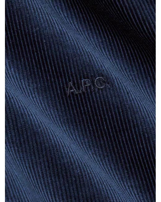 A.P.C. Blue Gilles Logo-embroidered Cotton-corduroy Jacket for men