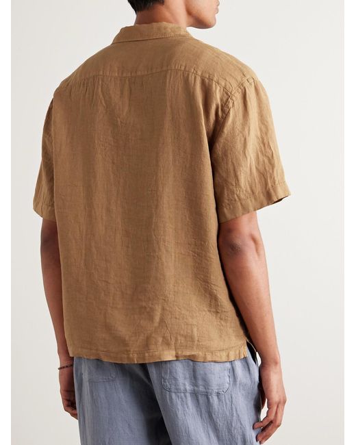 Altea Natural Bart Slim-fit Convertible-collar Linen Shirt for men