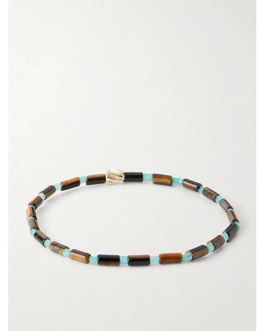 Luis Morais Natural 14-Karat Agate Beaded Bracelet for men