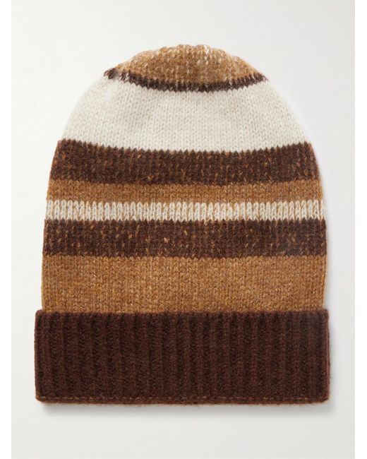 The Elder Statesman Brown Striped Cashmere Beanie