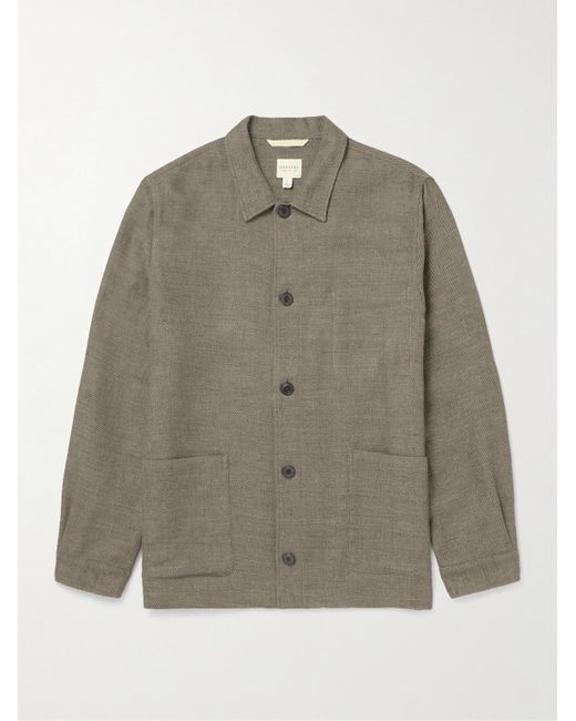 Sunspel Hemdjacke aus einer Baumwoll-Leinenmischung in Gray für Herren