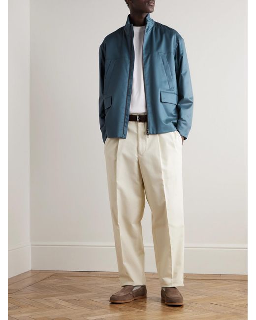 Loro Piana Blue Padded Silk-Twill Bomber Jacket for men