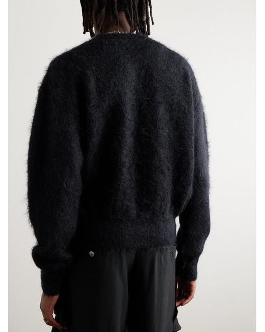 SAINT Mxxxxxx Black Logo-jacquard Brushed Mohair-blend Sweater for men