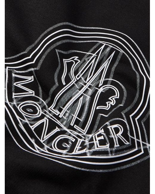 Moncler Black Logo-appliquéd Printed Cotton-jersey Hoodie for men