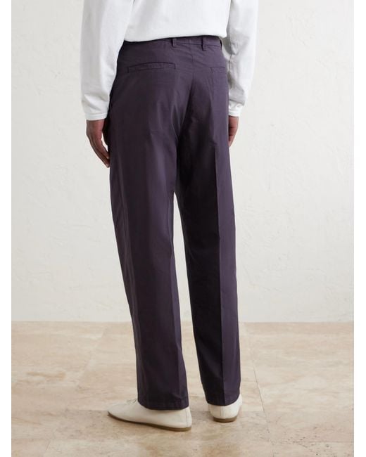 Auralee Blue Drawstring Cotton Straight-Leg Trousers for men