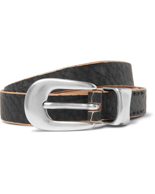 Our Legacy 2cm Black Distressed Leather Belt for men