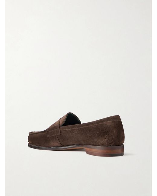 Drake's Brown Charles Suede Penny Loafers for men