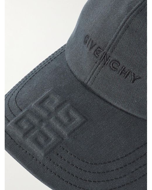 Givenchy Blue Logo-embroidered Embossed Cotton-twill Baseball Cap for men