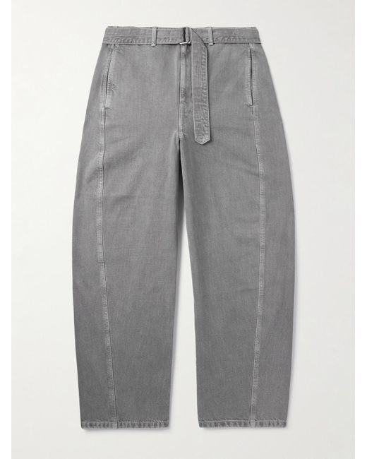 Jeans A Gamba Larga Con Cintura Twisted di Lemaire in Gray da Uomo