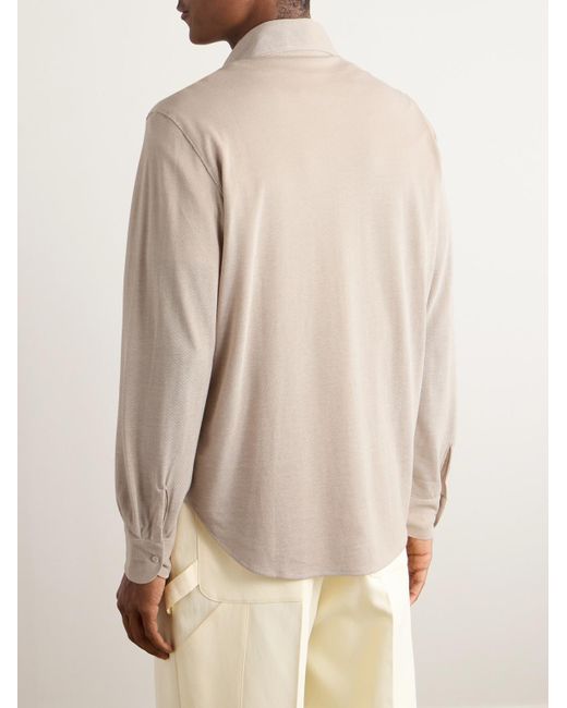 STÒFFA Natural Spread-collar Cotton And Silk-blend Piqué Shirt for men