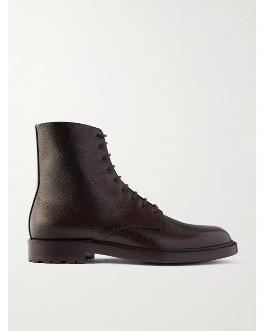 Brunello Cucinelli Black Pedula Full-Grain Leather Boots for men