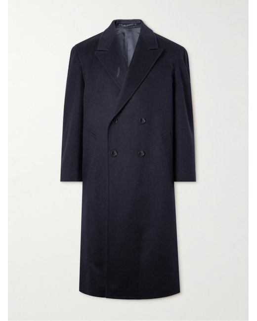 Ghiaia Blue Santo Barillà Double-Breasted Cashmere Coat for men