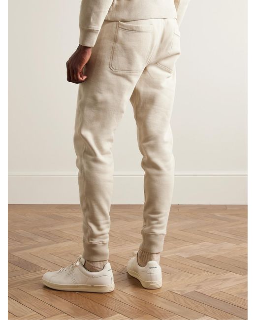 Tom Ford Natural Tapered Garment-Dyed Cotton-Jersey Sweatpants for men