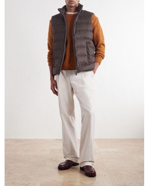 Herno Brown Quilted Silk And Cashmere-Blend Gilet for men