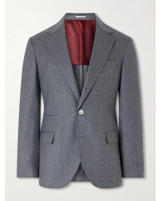 Brunello Cucinelli Gray Virgin Wool Suit Jacket for men