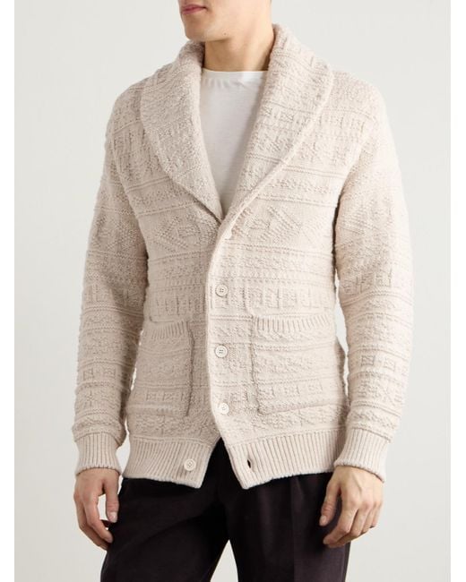 Ralph Lauren Natural Shawl-Collar Textured Cotton And Wool-Blend Cardigan for men