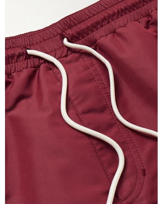 Shorts da mare medi a gamba dritta con logo ricamato di Brunello Cucinelli in Red da Uomo