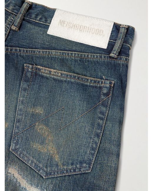 Neighborhood Blue Savage Wide-Leg Distressed Jeans for men