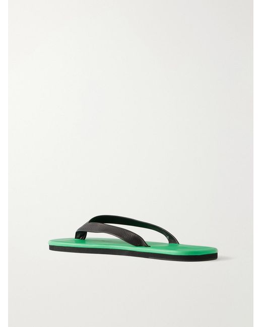 Auralee Green Leather Flip-Flops for men