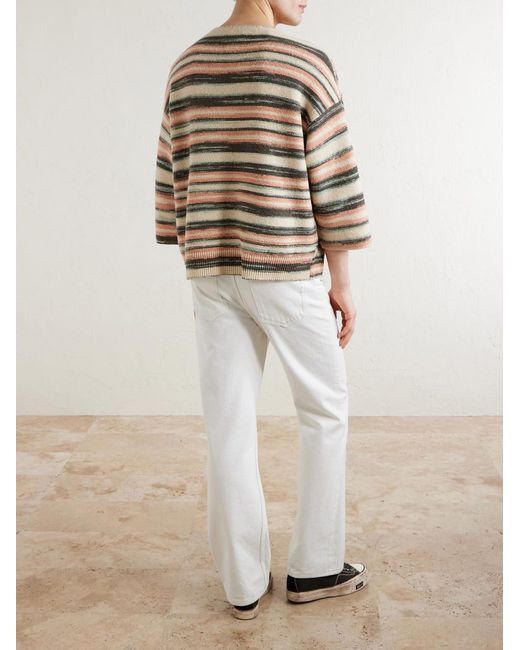 Visvim Natural Burrow Striped Wool And Cashmere-Blend Sweater for men