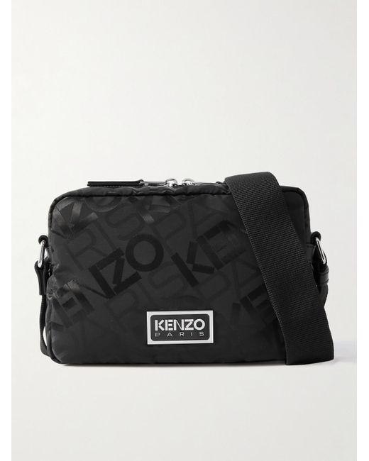 KENZO Black Logo-jacquard Shell Messenger Bag for men