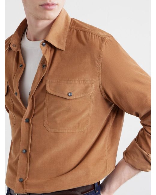 Caruso Brown Cotton-corduroy Shirt for men