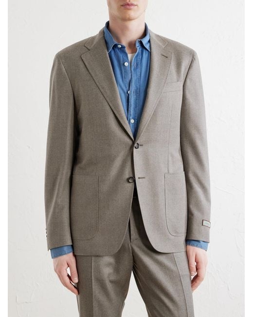 Canali Gray Kei Wool Suit Jacket for men