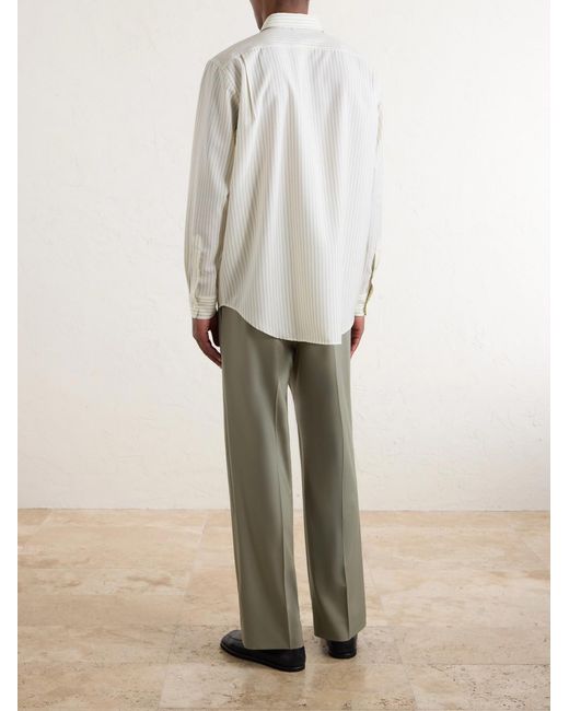 Auralee White Striped Wool-poplin Shirt for men
