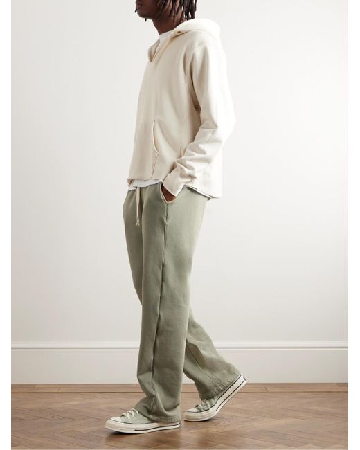 Les Tien Green Straight-leg Garment-dyed Cotton-jersey Sweatpants for men