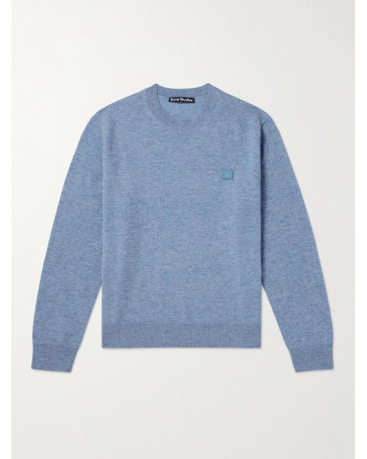 Acne Blue Kalon Logo-appliquéd Wool Sweater for men