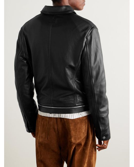 Acne Black Lascari Slim-Fit Belted Leather Jacket for men