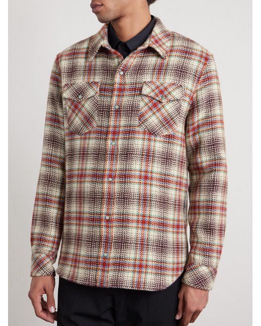 God's True Cashmere Brown Checked Cashmere Shirt for men