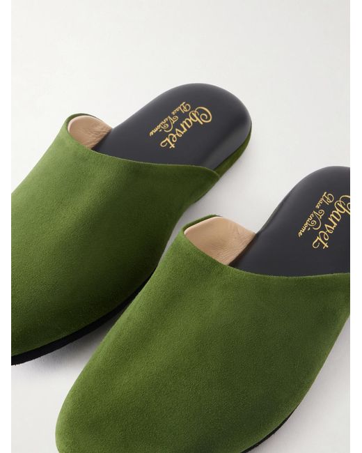 Charvet Green Suede Slippers for men