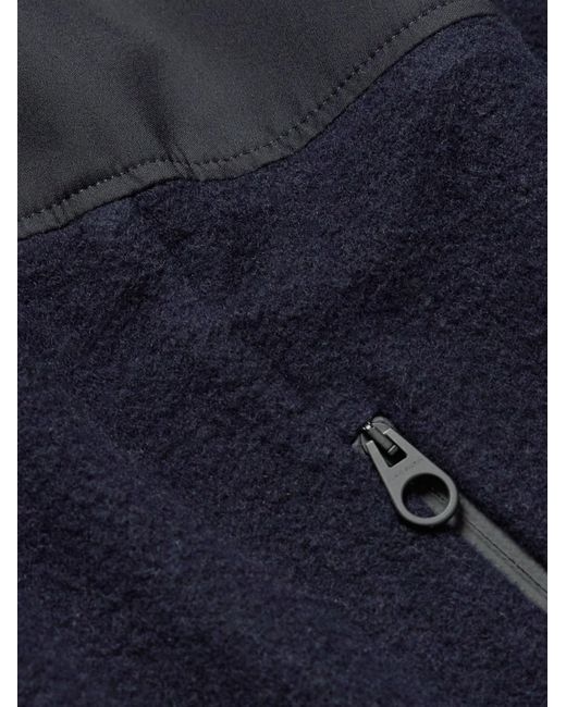 Loro Piana Blue Cashmere And Virgin Wool-blend Shell Half-zip Sweatshirt for men