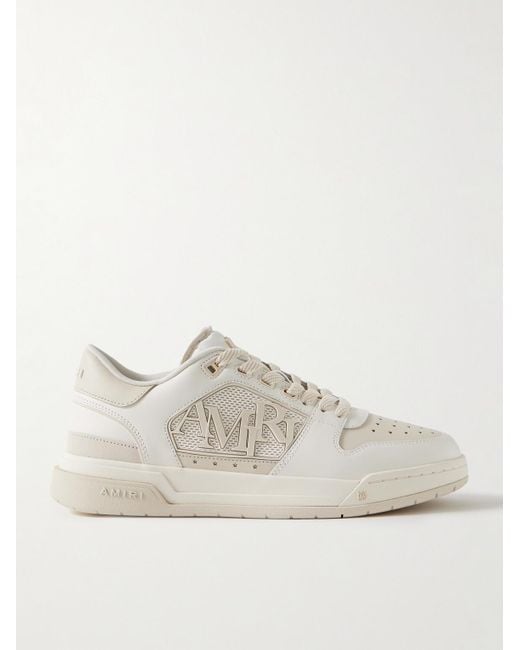 Amiri Natural Classic Low Logo-appliquéd Suede And Rubber-trimmed Leather Sneakers for men