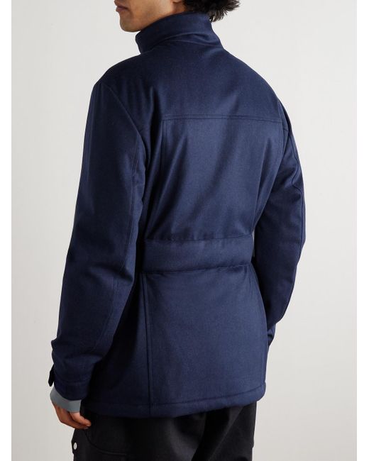 Brunello Cucinelli Blue Belted Stretch-Jersey Trimmed Padded Wool-Felt Ski Jacket for men