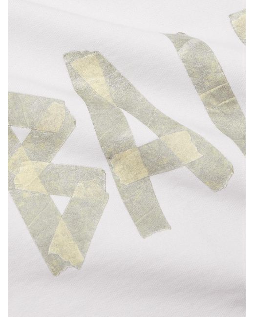 Balenciaga White Oversized Distressed Logo-print Cotton-jersey Hoodie for men
